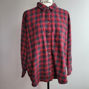Old Navy 2X the boyfriend flannel red & green colorway gorpcore casual grunge